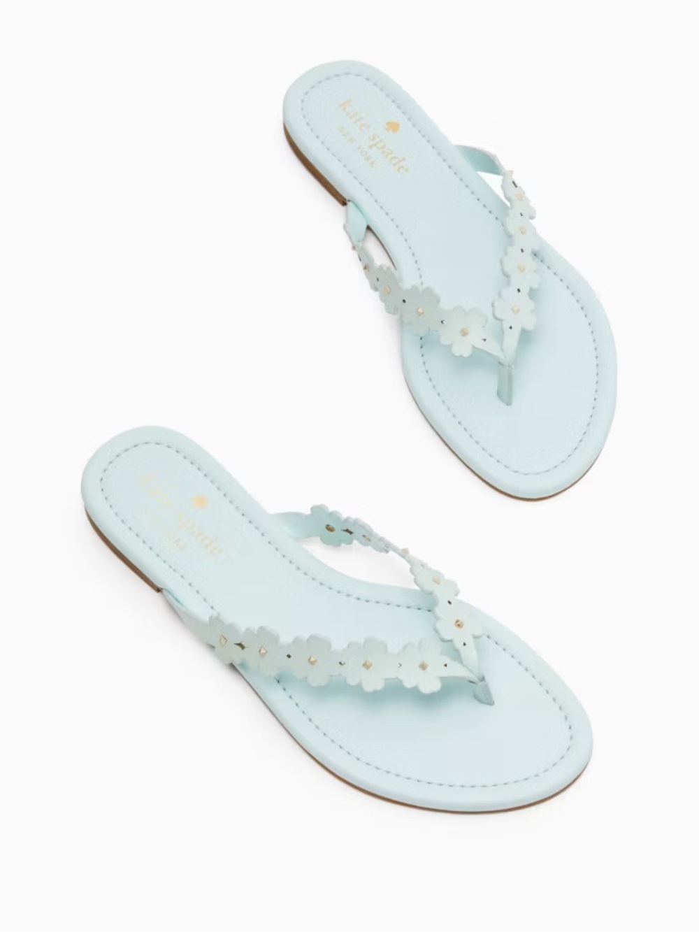 Kate Spade New York Size 7 B Daisy Flower Sandals Light Pale Blue Flip Flop